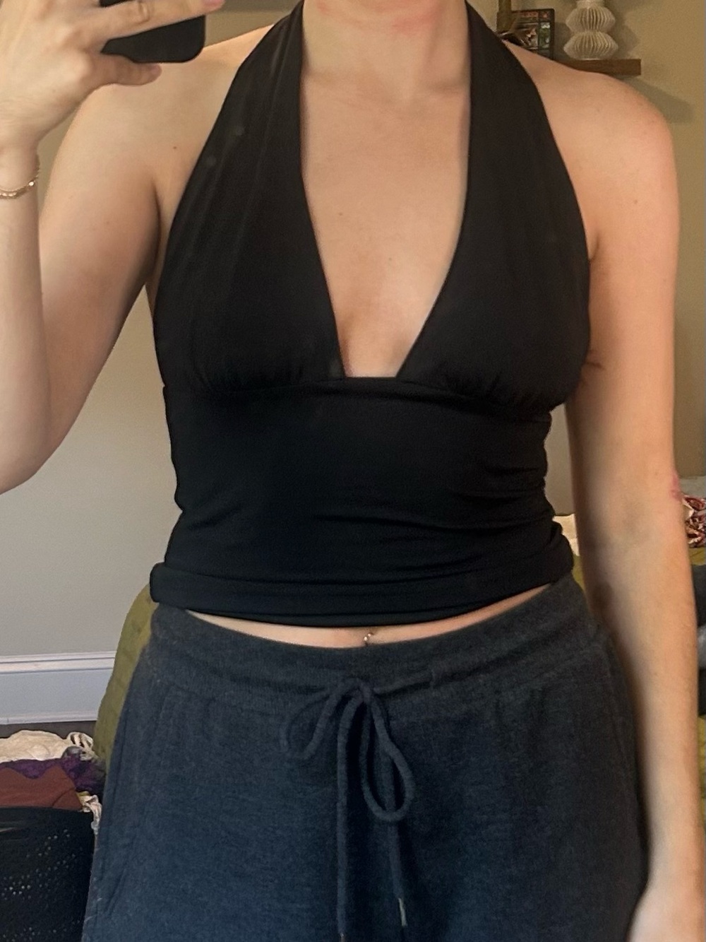 White fox boutique black halter crop top